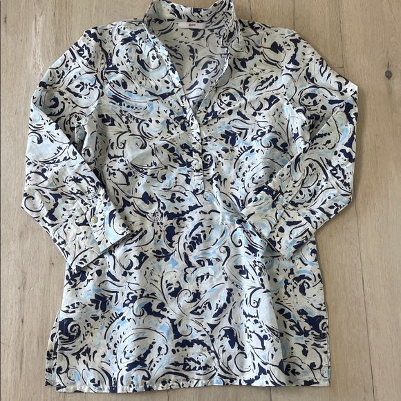 Leggiadro Polo Collar Paisley Splash tunic -- Retail $495 - Picture 2 of 6